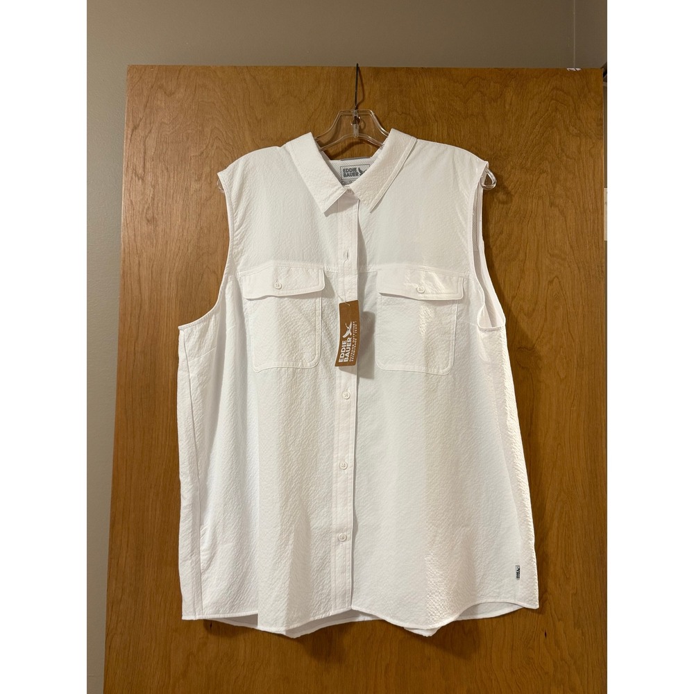 Eddie Bauer Mountain 3.0 Sleeveless Shirt Women's Size Tall 2XL White UPF 50 NWT